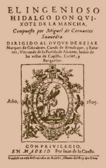 Portada de la primera edición del Quijote (1605)