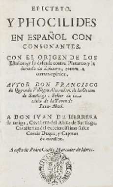 Portada de la traducción de Epicteto de Quevedo (1635)
