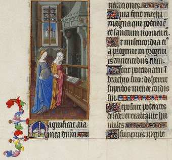 Folio 59 verso. La Visitación. (c) Wikipedia Commons