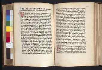 Recuyell of the Historyes of Troye por Raoul le Fevre impreso por William Caxton en 1473 o 1474